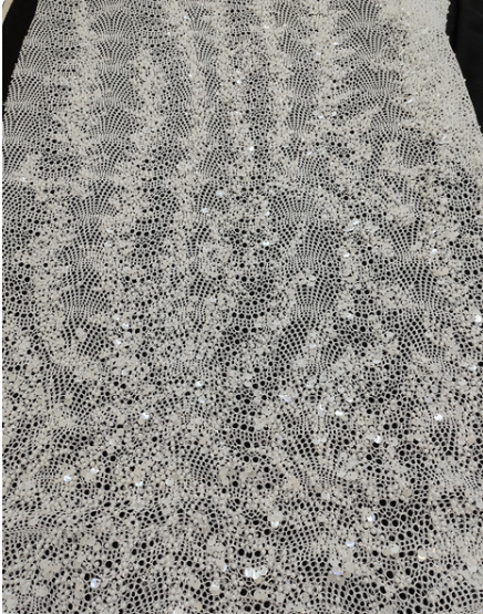 High End White Crystal Sequins Net Lace African Embroidery Handmade Beads French Tulle Lace Nigerian Fabric For Wedding Dress