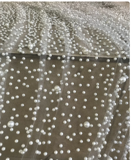 hot sale bridal Nigerian French net Fabric with pearls african Tulle Lace Fabric JIANXI.C-1223.4803 for fashion dress