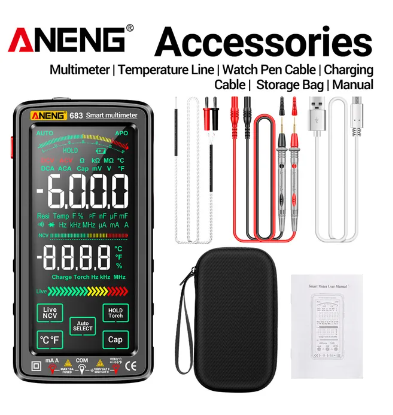 ANENG 683 682 681 Smart Digital Multimeter Rechargeable Capacitance Meter Hz Ohm Diode Tester 6000 Counts AC/DC Measuring Tools