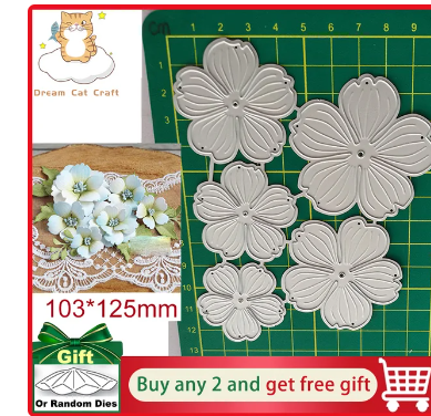 5Pcs 3D Flowers Combination Christmas Paper Cut Metal Cutting Dies New Diy Emboss Stencil Scrapbooking Dies For Card Making 2022