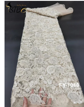 2023 Fashion Africa Fabric Super High Quality Handmade Embroidery Beads Net Lace Sequins For Making Wedding Or Evening Dress