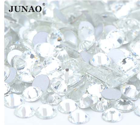 JUNAO Wholesale 100Gross SS 3 4 5 6 8 10 12 16 20 30 Top Quality Clear Crystal Flat Back Glass Rhinestone In Bulk Nail Stones