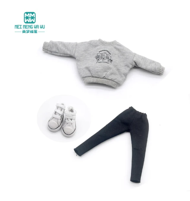 Blyth Clothes Azone OB22 OB24 Doll Accessories Fashion Short T Black White Jeans Plaid Pants Toy Gift