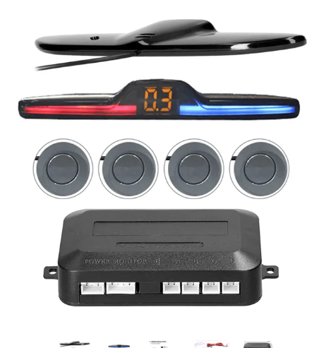 Car Reverse Radar Kit Vehicle Parking Sensor System with 4 Parking Sensors Backup Radar with LED Distance Display Sound Warning