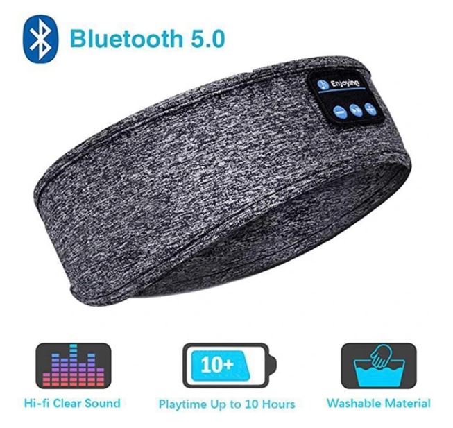 Bluetooth Sleeping Headphones Sports Headband Thin Soft Elastic Comfortable Wireless Music Earphones Eye Mask for Side Sleeper