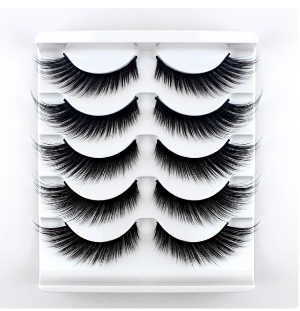 5 Pairs False Eyelashes, Winged Soft Faux Mink Lashes, Fox Eye Cat Eye Lashes, Natural Look Lashes