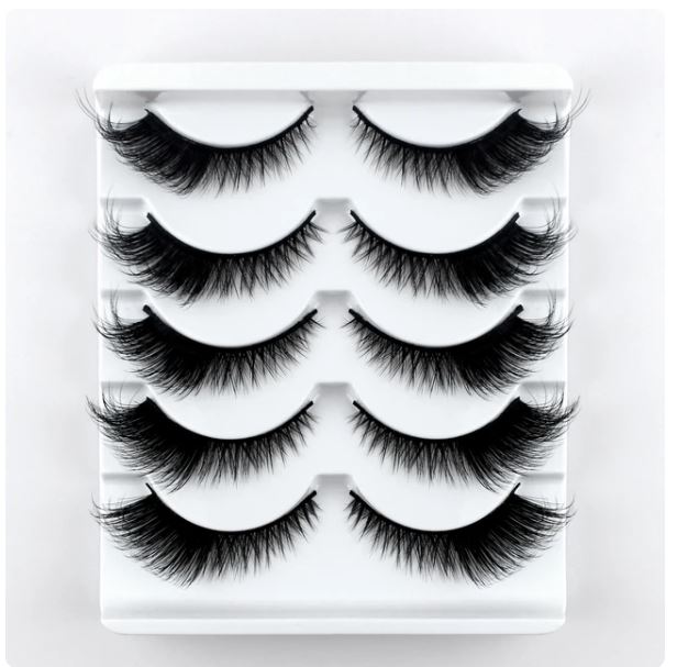 5 Pairs False Eyelashes, Winged Soft Faux Mink Lashes, Fox Eye Cat Eye Lashes, Natural Look Lashes