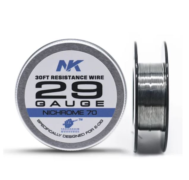 NK-Nichrome Ni70 AWG 2426 27 28 29 30 Gauge Clean Surface Long Span Life Resistance Heating Coil Wire 30Feet/Roll