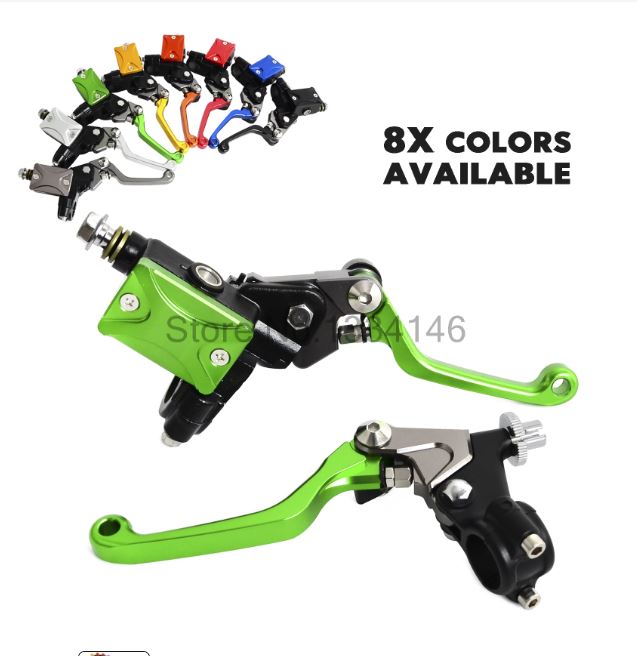 Motorcycle 7/8"Hydraulic Brake & Cable Clutch Lever Set Assembly For Kawasaki KX 65 85 125 KLX 125 250 450