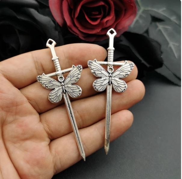 5pcs 78*28mm New Alloy Charm Butterfly Sword Charms Pendant Designer Charms for Jewelry Making DIY Jewelry Findings