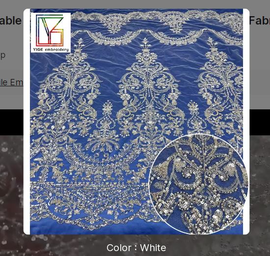 2022 New fashionable bridal beaded sequin embroidered Dress Fabric with pearls tulle lace fabric