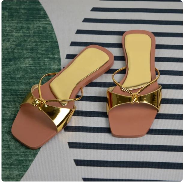 Women's summer footwear 2024 fashion designer sandals for ladies sexy thin strap casual beach flat heels shallow female shoes