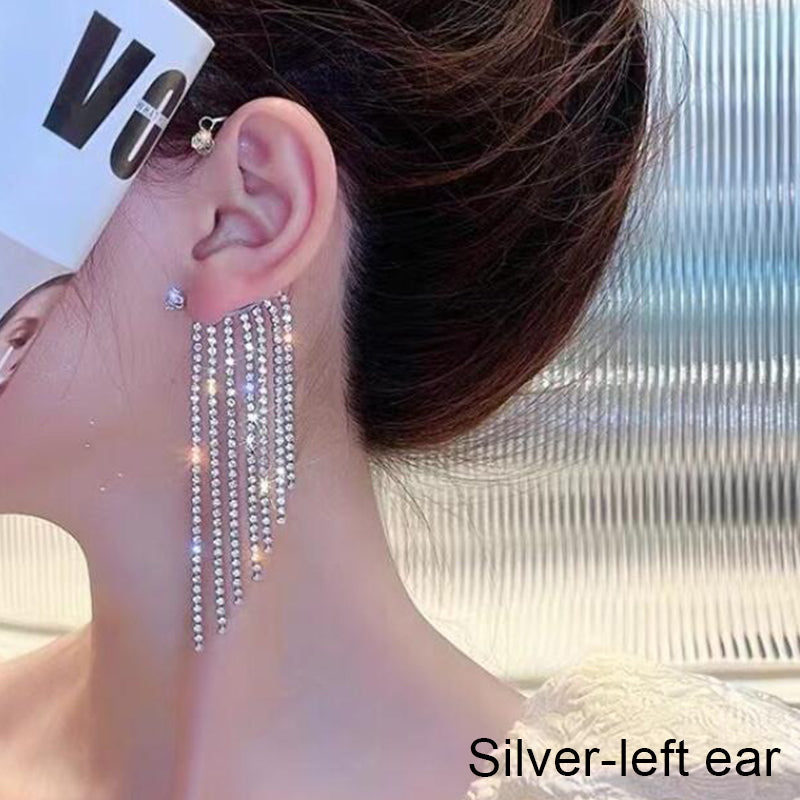 Super Flashing Diamond Earrings With Butterfly Ear Clip Earrings All-in-one Earrings