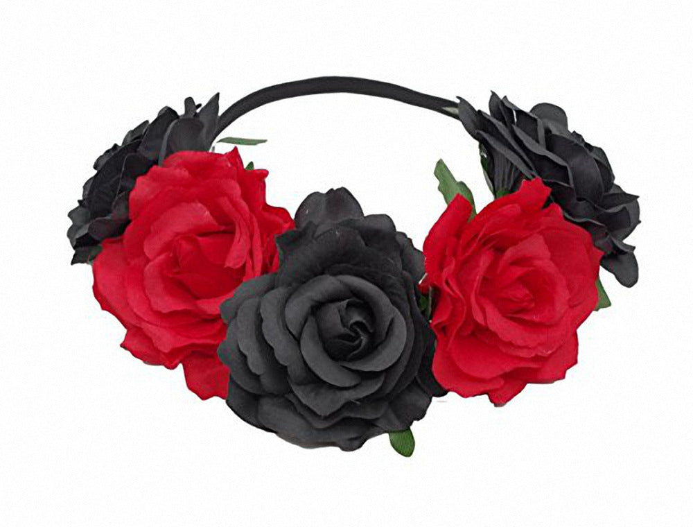 Europe And The United States 5 Red Roses Flower Headband Wreath Bridal Holiday Hair Accessories