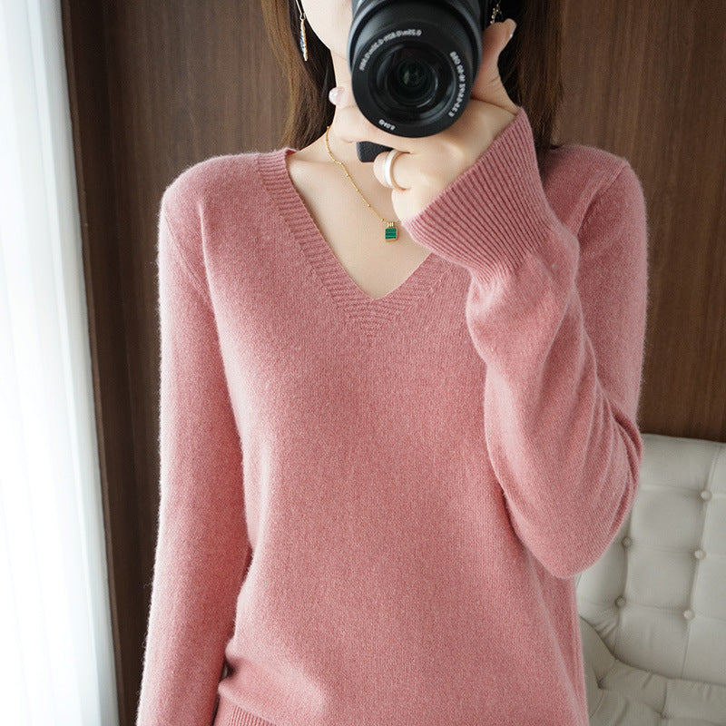 Women's Sweater Knit Bottoming Shirt Autumn And Winter Short Long Sleeves Slim Slimming