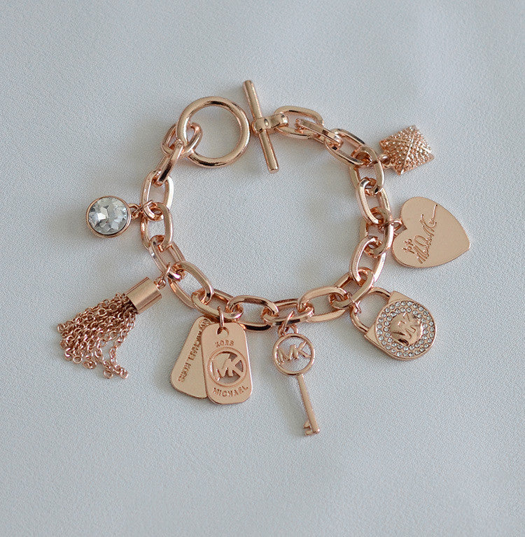 Fashion Variety Of Peach Heart Diamond Lock Bracelet