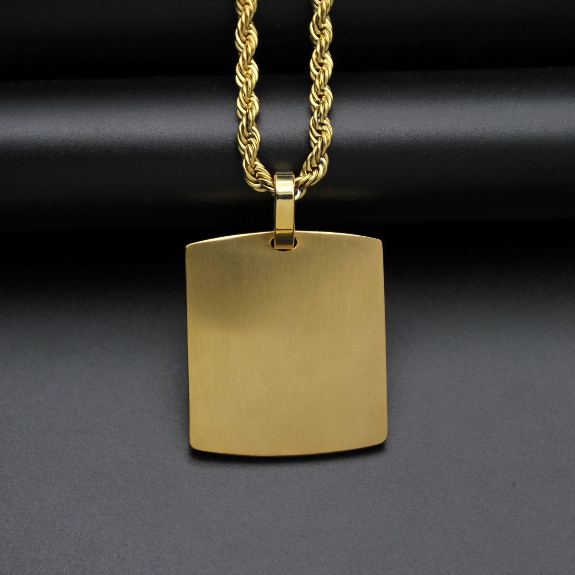 Stainless Steel Gold-plated Square Lion Head Pendant