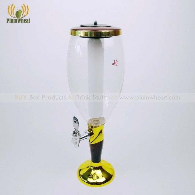 1.5 Liters 3 Liters Cheap Silver Gold Beer Tower Dispenser with LED Ice Tube BTF16