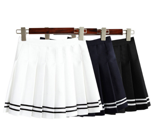 2021 Femmes Kawaii Vintage AA Taille Haute Plissée Jupe Femelle Japonais Harajuku Britannique Preppy Style Mignon Jupes Pour Femmes