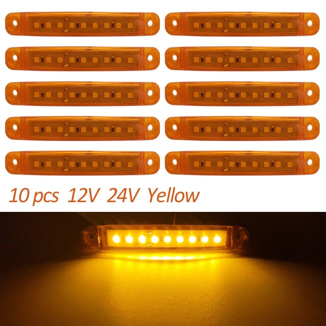 10PCS 9 SMD Light Oval Clearance Trailer 24V Truck Lorry Caravan Camion LED Side Marker Indicator Lamp 12V Luces Remolque