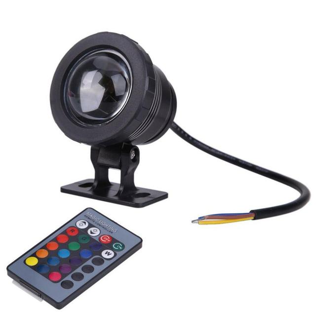 10W Waterproof RGB LED Underwater Light Submersible Garden Pond Fountain 24Key Remote Controlled Lamp for Swimming Pool Aquarium