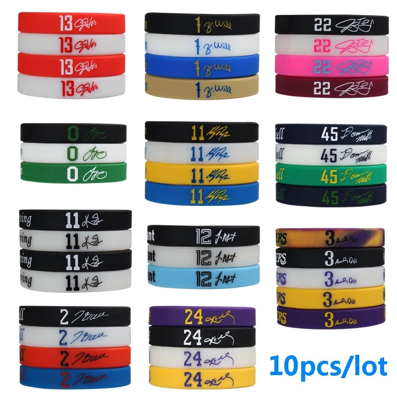 10pcs Basketball Silicone Wristbands Sport Bracelets for Kids Basketball Players Bracelets Men Fitness Bands