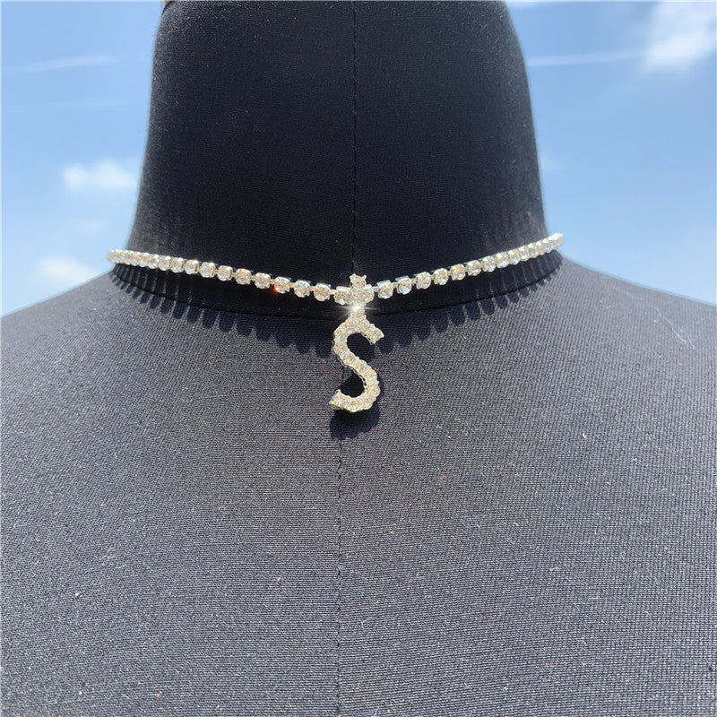 Rhinestone Pendant Simple Alloy Necklace