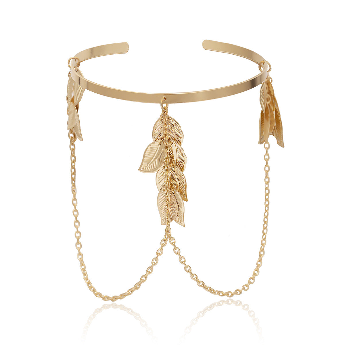 Leaf tassel chain adjustable arm bracelet