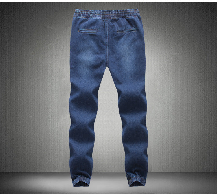Feet jeans men's plus fertilizer XL elastic stretch pants feet pants feet tide