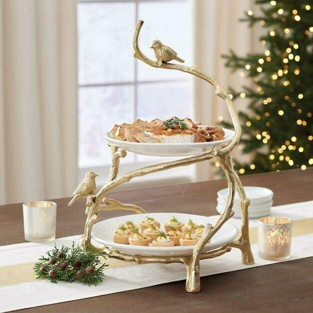 Resin Ornaments Golden Oak Branch Snack Bowl Rack