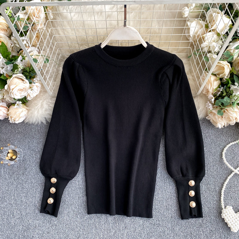 New top women round neck puff sleeves