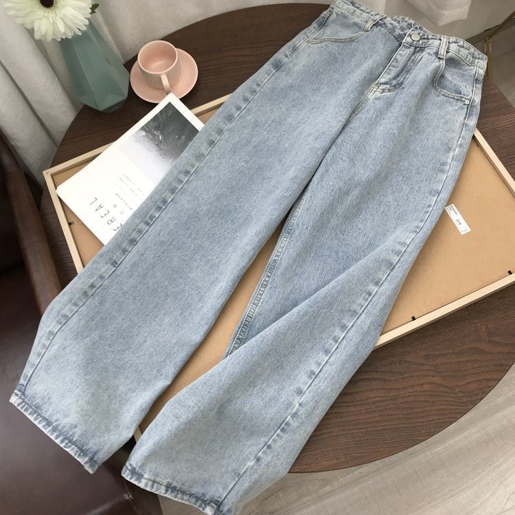 Women's straight-leg high-rise washed jeans