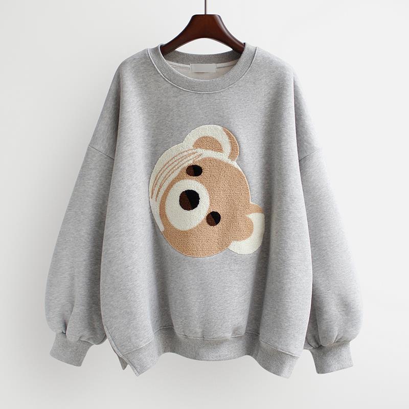 Bear head embroidery top ins fashion women's clothing