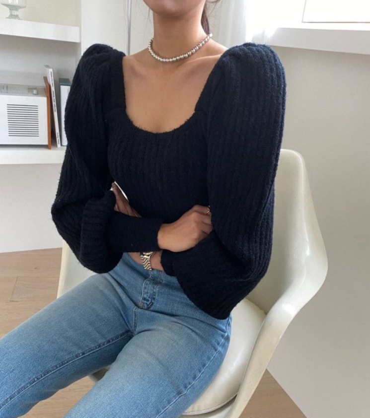 Bubble sleeve sweater