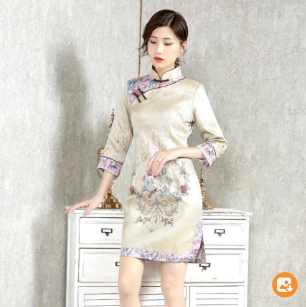 Spring and Autumn Young Chinese Style Embroidery Retro Dress