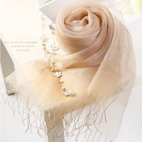 Fashionable And High Grade Lady Silk Double Layer Elegant Silk Scarf