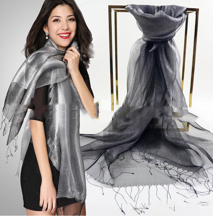 Fashionable And High Grade Lady Silk Double Layer Elegant Silk Scarf