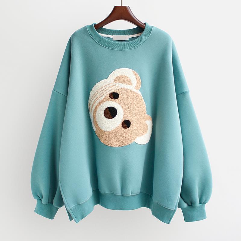 Bear head embroidery top ins fashion women's clothing