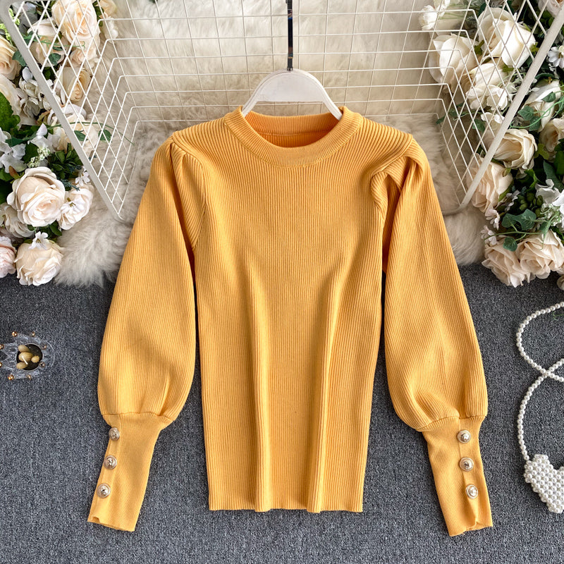 New top women round neck puff sleeves