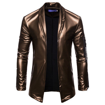 ZZ Men's elastic PU leather zipper motorcycle leather jacket