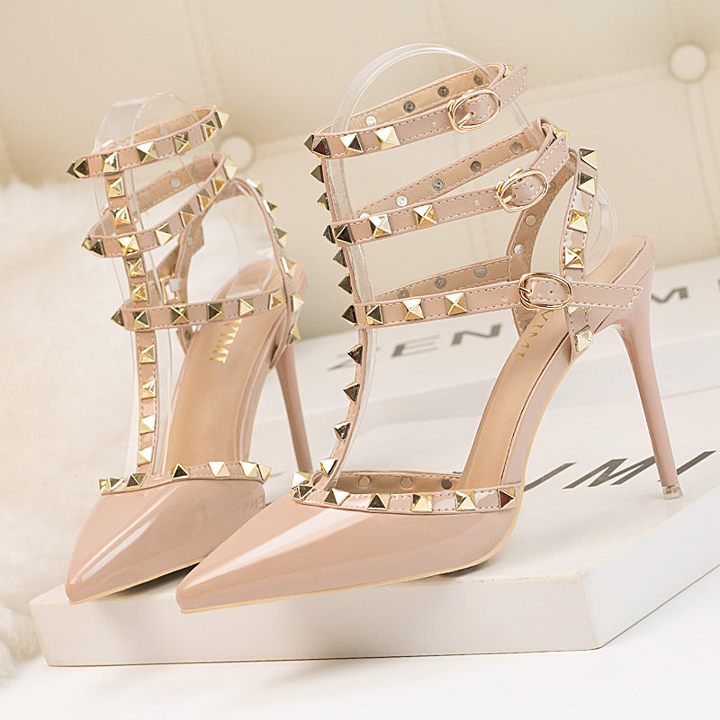 Metal stud cutout sandals