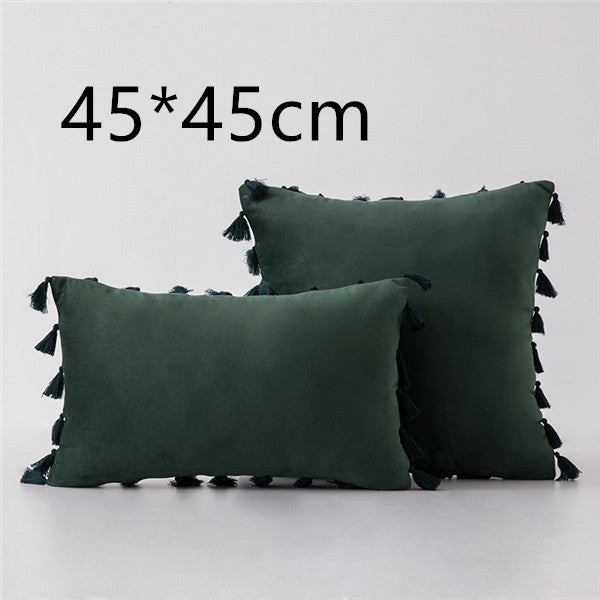 Tassel velvet sofa pillowcase