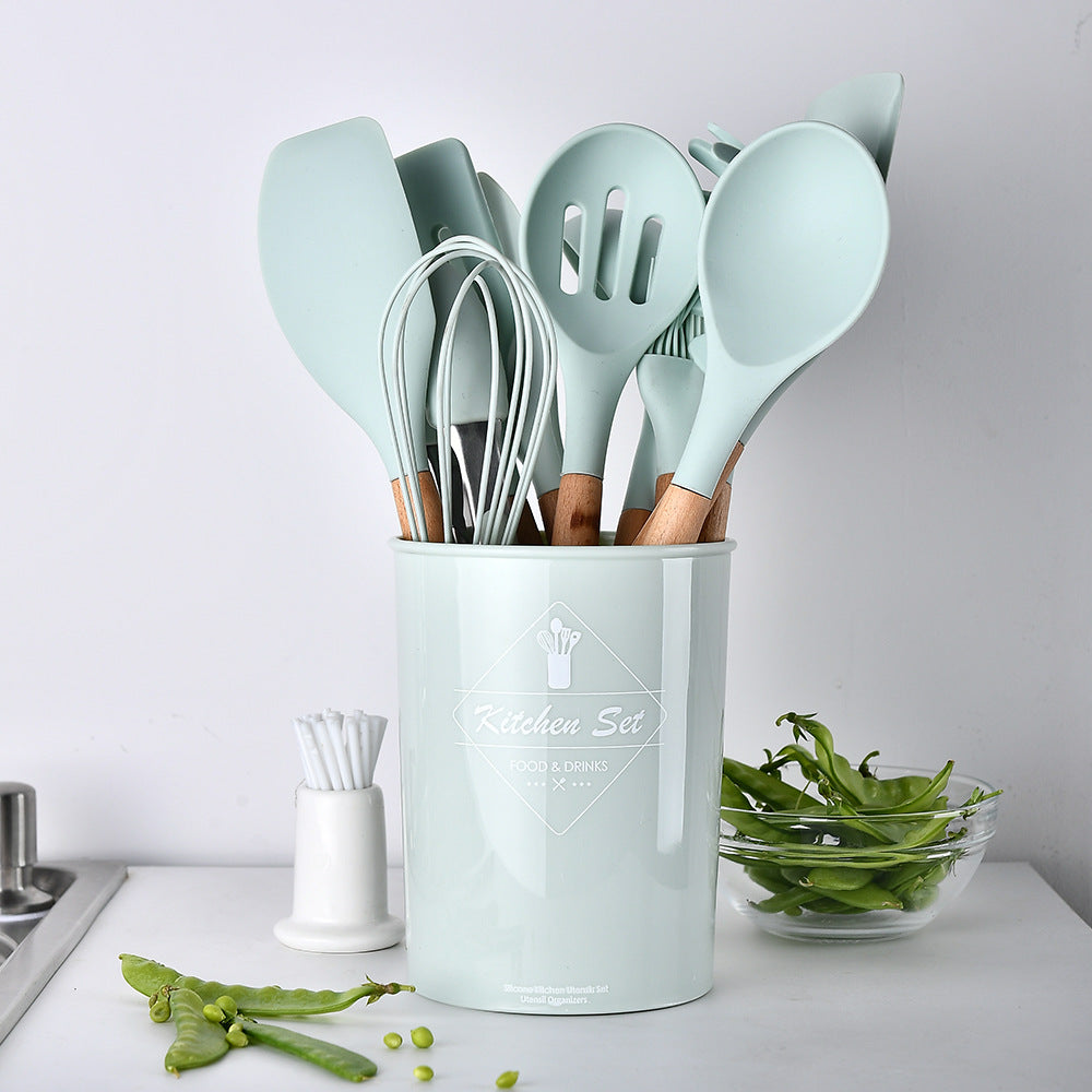 Silicone Kitchenware with Wooden Handle