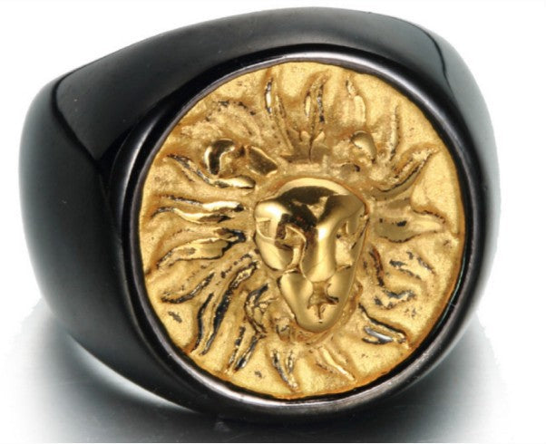 Cast Wind Lion Head Men's Titanium Ateel Ring Ring