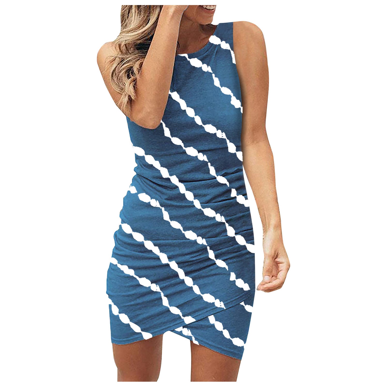 Tie-dye Gradient Diagonal Stripe Print Suspender Dress