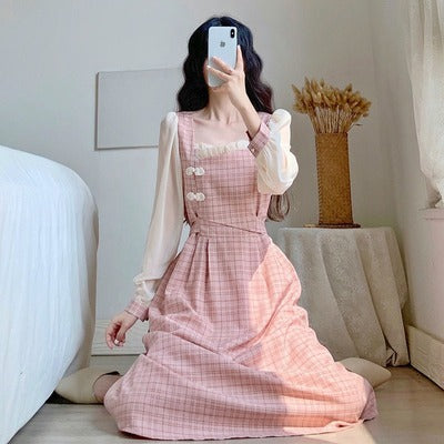 Cheongsam improved version dress female spring and autumn new French retro slim slim skirt retro style temperament long skirt