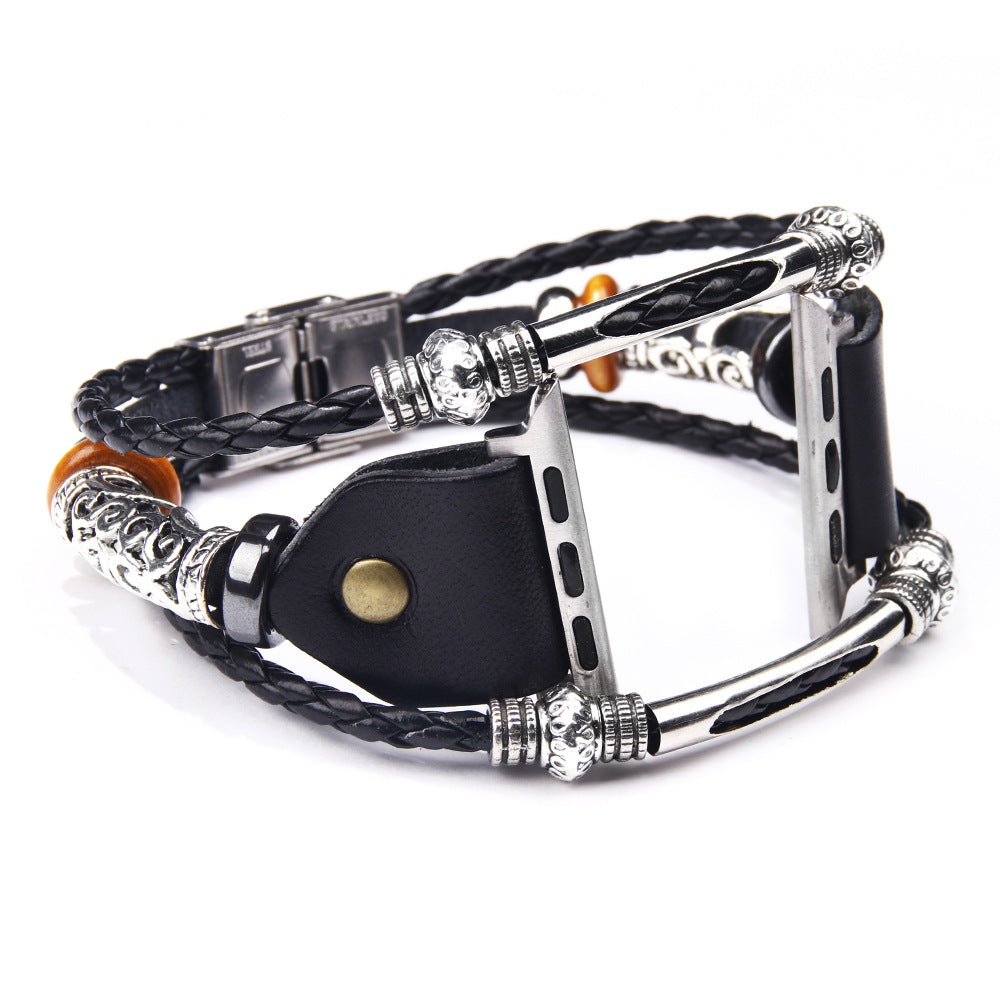 Leather alloy strap with stainless steel buckle