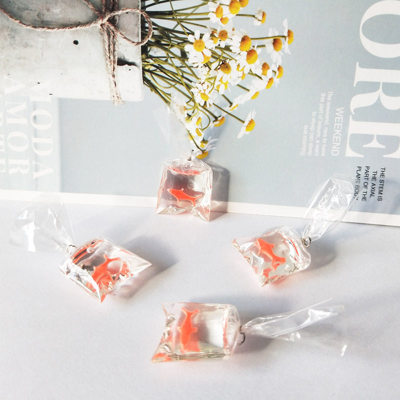 Transparent Resin Goldfish Small Fish Water Bag Jewelry Pendant