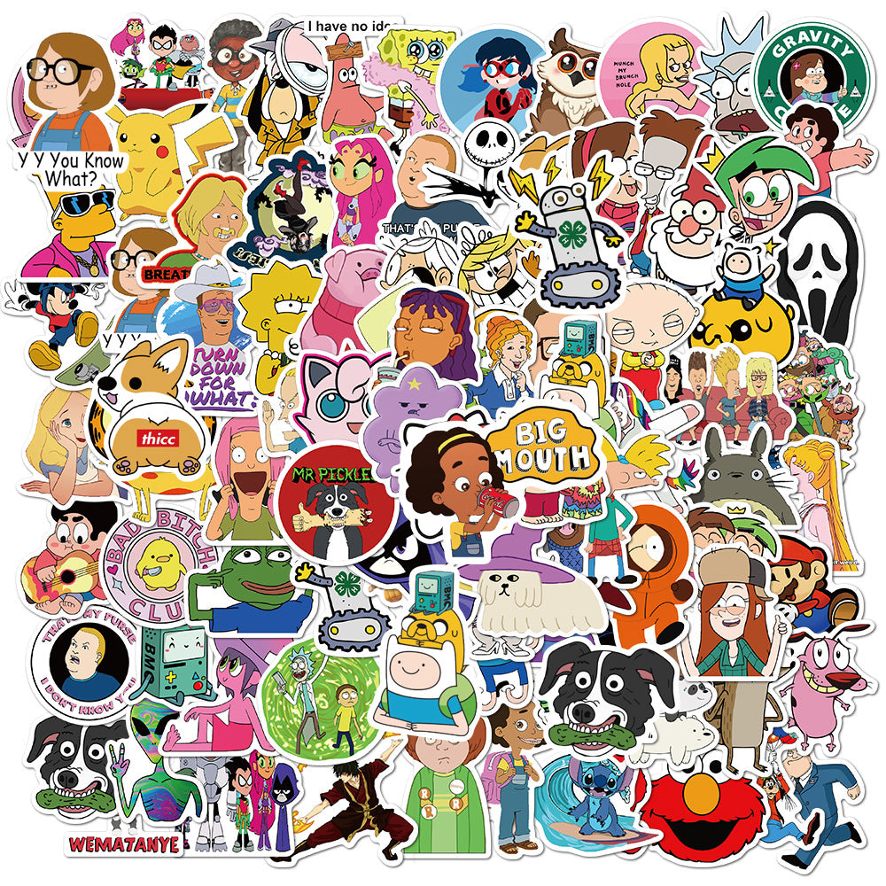 Collection Of Various Cartoon Characters Graffiti Super Waterproof Stickers