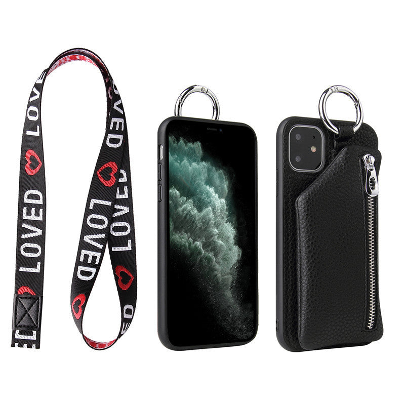 PU Leather Strap Cord Coin Purse Phone Cases for iPhone XR X XS 12PRO 11 PRO MAX 7 8 PLUS SE Crossbody Neck Lanyard Wallet Cover